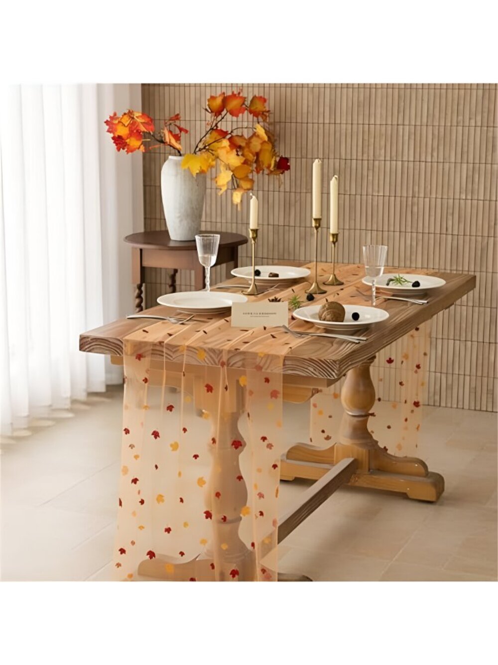 Fall Maple Leaves Table Runner 120 Inch - Picture 2 of 6